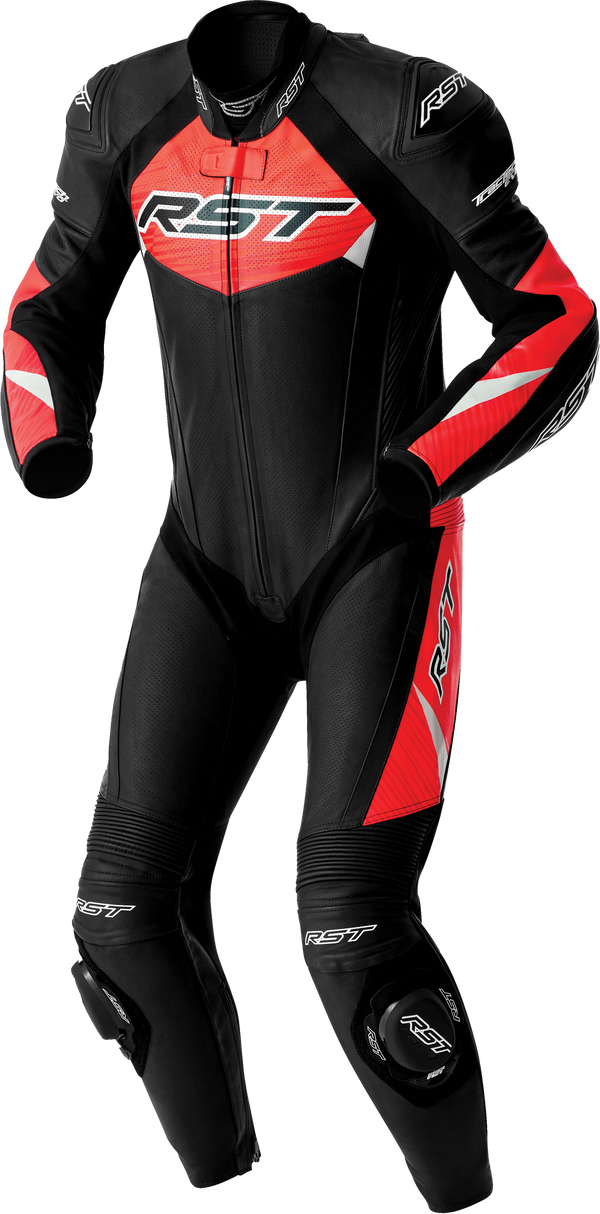 TRACTECH EVO D3O SUIT BLK/FLO RED LEATHER