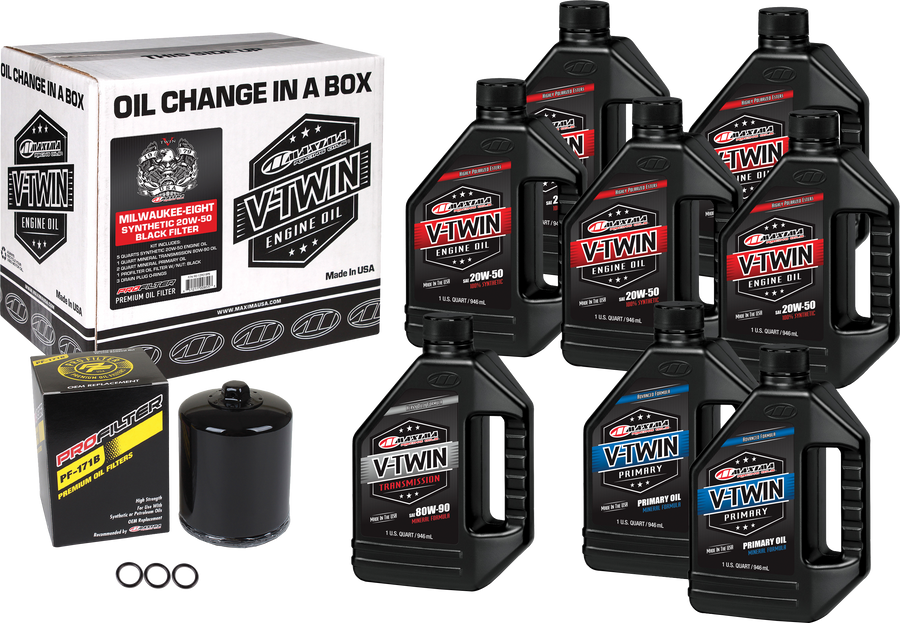 V-TWIN SYN OIL CHANGE KIT M8 BLACK FILTER