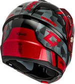 MD-74 STRIKER MODULAR HELMET W RED SHIELD BLK/GRY/RD MTLC