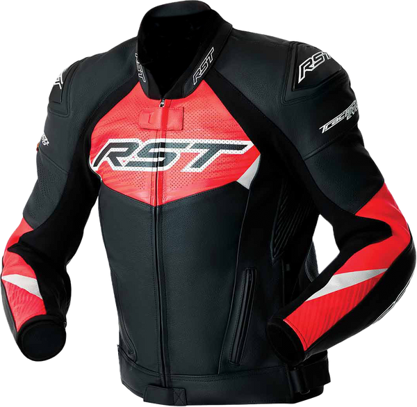 TRACTECH EVO D3O JACKET BLK/FLO RED LEATHER