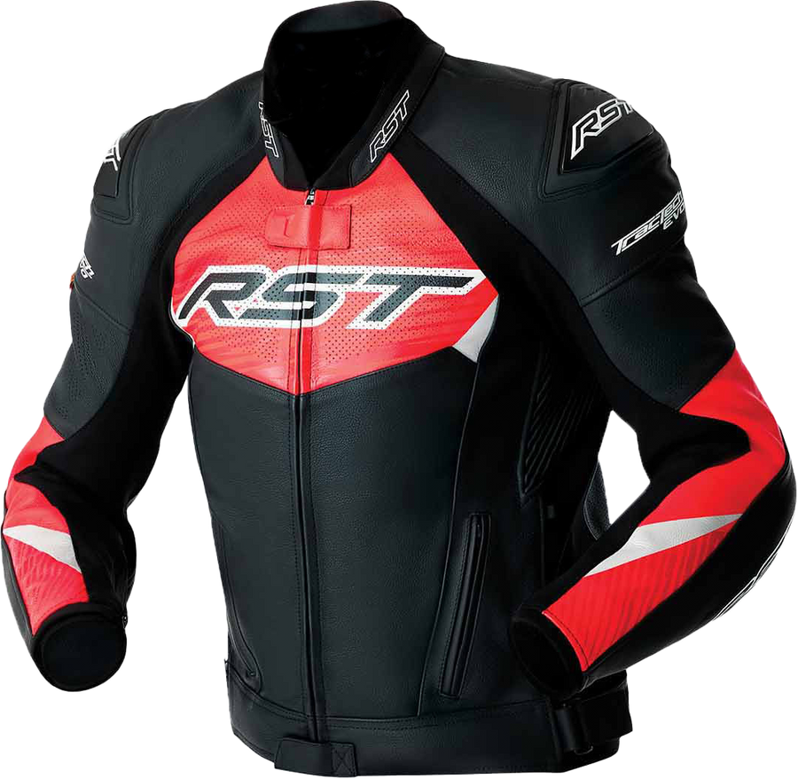 TRACTECH EVO D3O JACKET BLK/FLO RED LEATHER